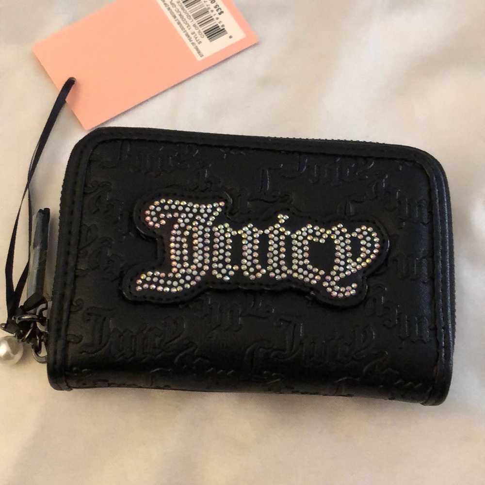 Juicy Couture Liquorice String Of Pearls Double Medium Zip Around Wallet NWT